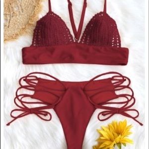 NWT zaful red lace swimsuit